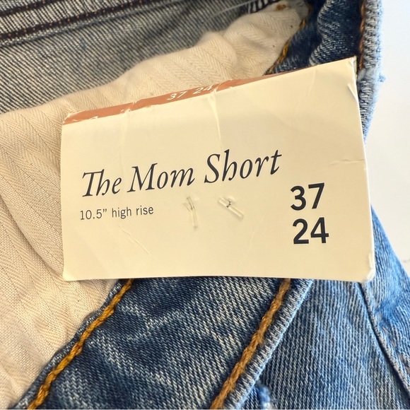 Abercrombie & Fitch Women's High Rise Mom Denim Shorts Size 37 Blue Distressed - Picture 4 of 11